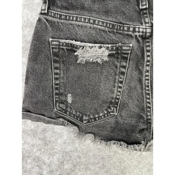 We The Free Shorts Womens 24 Black Distressed Denim Cutoff High Rise Raw Hem - Picture 8 of 11